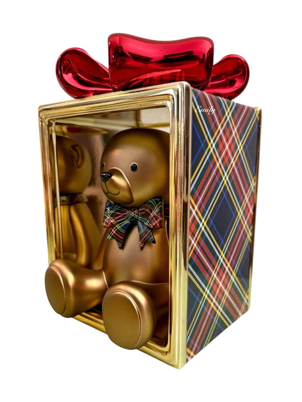 Bath & Body Works Gold TEDDY BEAR PRESENT Pedestal 3-Wick Candle Holder 🧸 - Picture 6 of 10